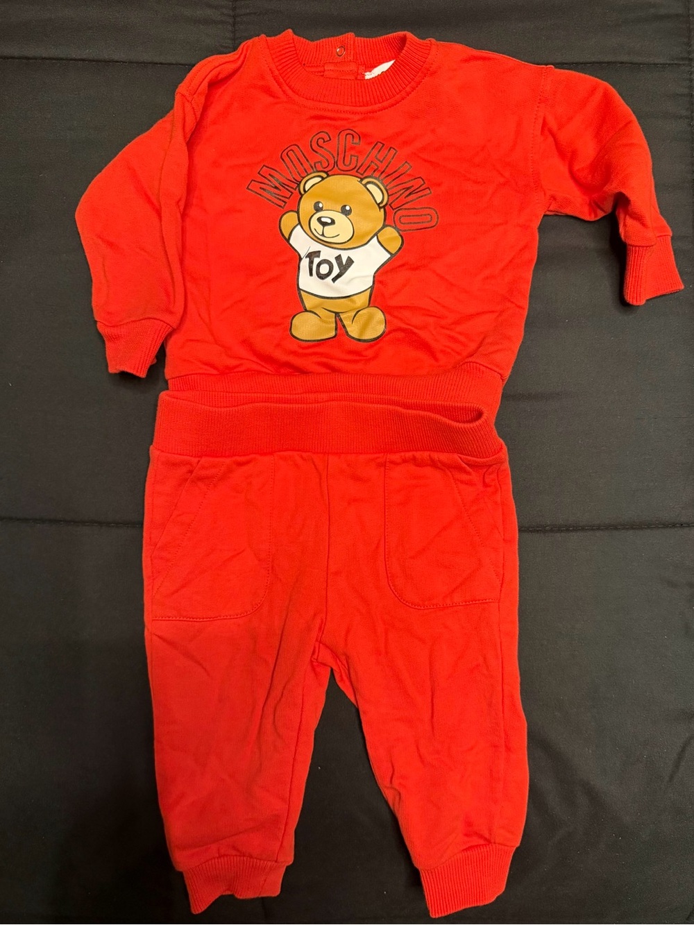 Moschino Baby Red Teddy Bear Sweatshirt & Jogger Set 6-9M